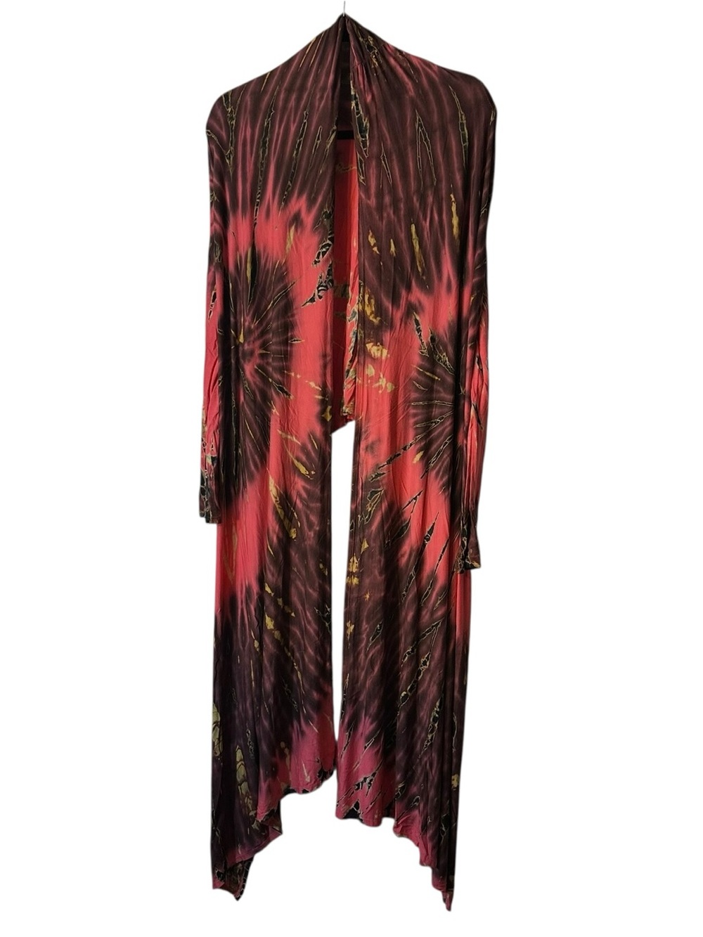 Unique Tie Dye Mulata Kimono Size L USA Long Front Short Back Boho Preworn